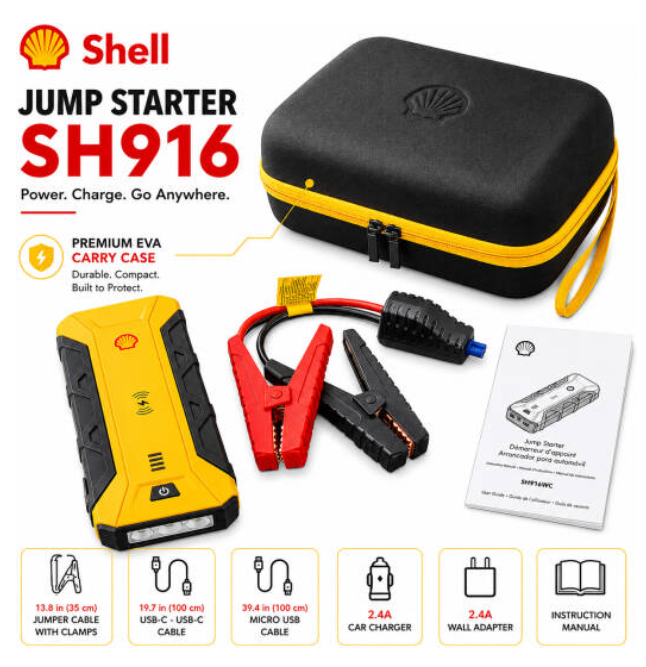 Shell Portable Lithium Car Jump Starter & Power Bank – 1200A, 12V- Hig ...